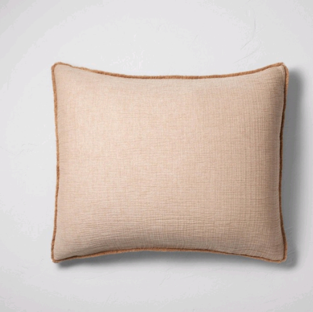 Casaluna Full/Queen Set Textured Cotton Chambray Comfort & Sham Warm Brown - Picture 5 of 7